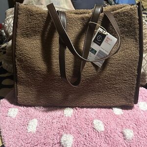 Chic Brown Shearling Tote Bag